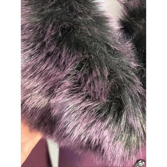 NWT White House Black Market Coat Womens Small Purple Removable Faux Fur Collar - Picture 6 of 16